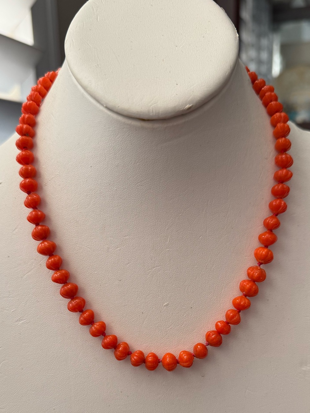 Salmon coral color glass bead Necklace